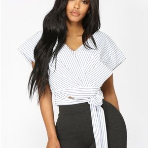 Fashion nova blue and white top